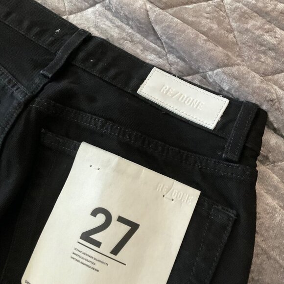 RE/DONE 70s Low Rise rider Bell Bottom Black Jeans Size 27 NEW vintage flare leg - Picture 3 of 12